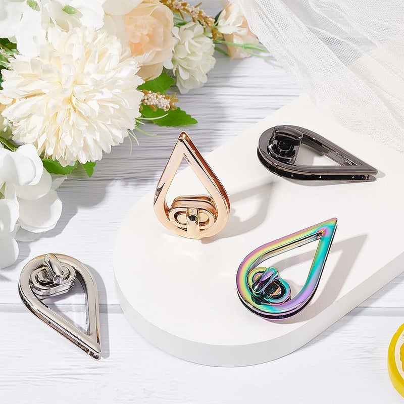 klarako 4 Colors Purse Twist Lock Clasps, Metal Handbag Clutches Closures Teardrop Shape Bag Turn Locks Fasteners Metal Hardware Clip Buckles with Flip Cover DIY Craft Shoulder Bag Making Accessories - Image 5