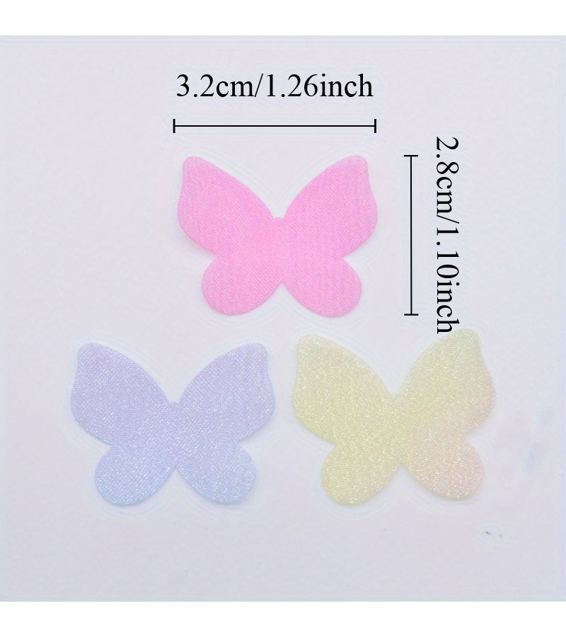 100 Pcs Light Green Double Mesh Butterfly Sewing Patches For Clothes - Image 2