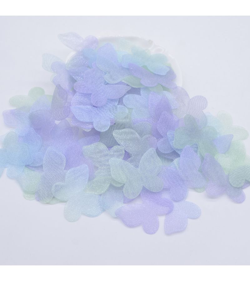 100 Pcs Light Green Double Mesh Butterfly Sewing Patches For Clothes - Image 4