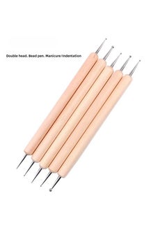 Generic 5pc Wooden Rod Nail Art Tool Set Wooden pole 5 suit point ball pen PVC packaging 