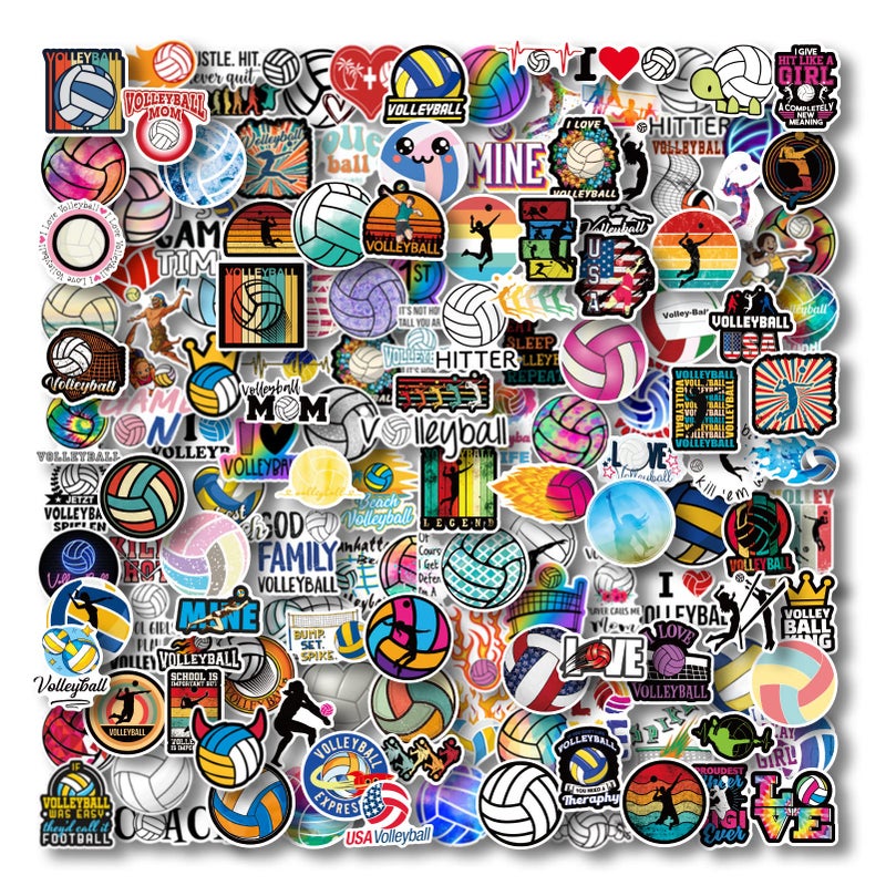 AOWDIAO 200 Pcs Volleyball Stickers for Water Bottle Gifts for Teen Girls