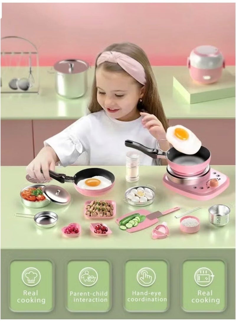 مطبخ حقيقي صغير للأطفال (تحت إشراف أحد الوالدين) 18 قطعة - تستمتع البنت بتقليد أمها في المطبخ - شعور رائع - متعة حقيقية - رفاهية حقيقية - - Image 1
