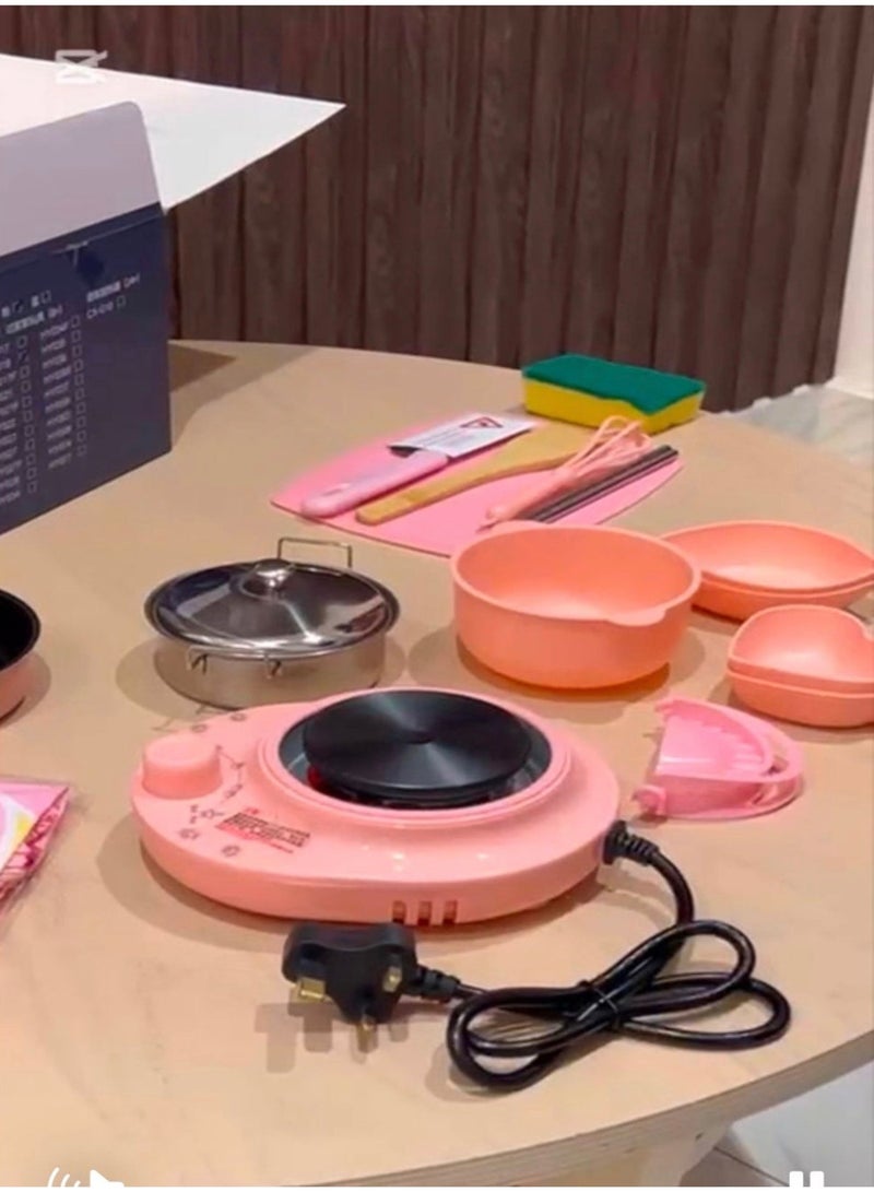 مطبخ حقيقي صغير للأطفال (تحت إشراف أحد الوالدين) 18 قطعة - تستمتع البنت بتقليد أمها في المطبخ - شعور رائع - متعة حقيقية - رفاهية حقيقية - - Image 3