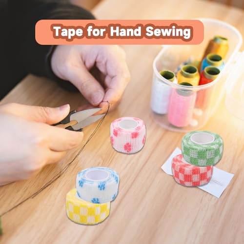 LUOHECAM 8 Pack Thimble Tape for Hand Sewing Self Adhering Bandage Wrap Nail Finger Protectors for Sewing No Residue Breathable Knitting Craft DIY Sewing Tools Dog Bandage Wrap - Image 5