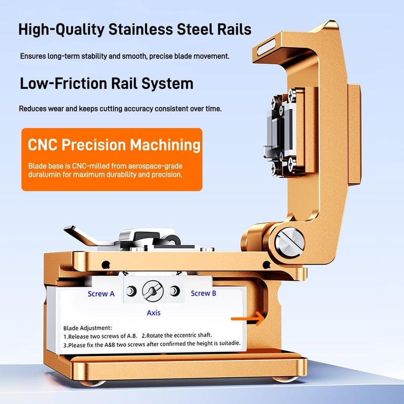 Zenithra Optical Fiber Cleaver, High Precision FTTH Fiber Optic Cutter with 16 Cleave Positions & Blade Life up to 48,000 Cuts, for 0.25mm, 0.9mm, 3.0mm Fibers, with Scrap Collector - Image 4