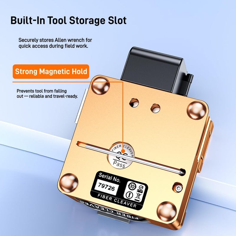 Zenithra Optical Fiber Cleaver, High Precision FTTH Fiber Optic Cutter with 16 Cleave Positions & Blade Life up to 48,000 Cuts, for 0.25mm, 0.9mm, 3.0mm Fibers, with Scrap Collector - Image 5