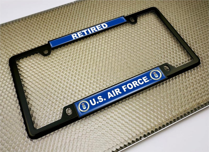 BestLicensePlateFrames U.S. Air Force Retired Domed Metal License Plate Frame with Free Caps - Image 3