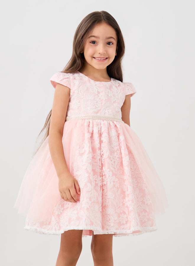 Styli Lace Overlay Tulle Dress  - Image 2