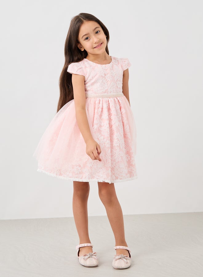 Styli Lace Overlay Tulle Dress  - Image 1