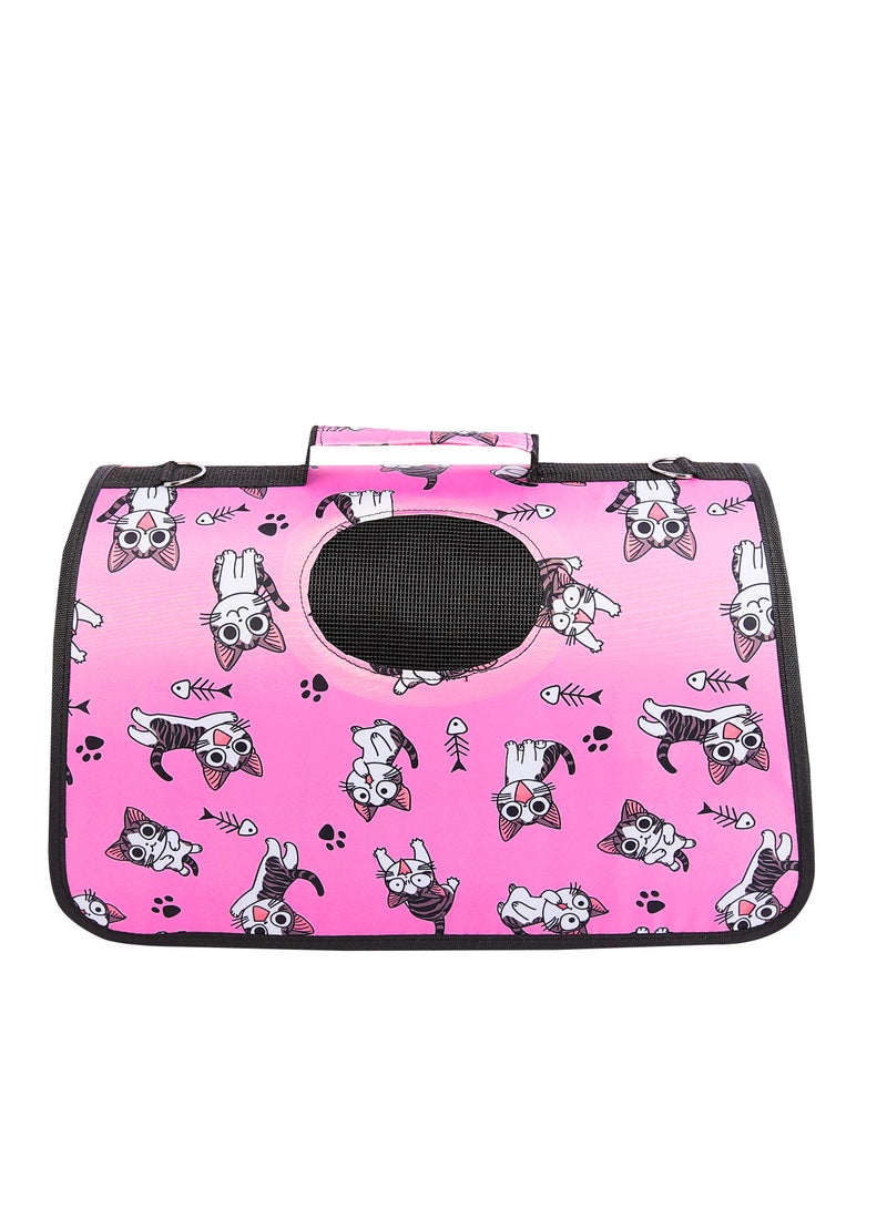 HAPPY PUSS Outdoor Pet Bag: pet handbag, pet shoulder bag, Travel Carrier for cats and dogs. Pink cat design-small size - Image 1