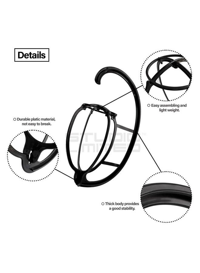 STUDIO LIMITED - (6 Packs) Portable Wig Hanger for all wigs and hats with Durable Wig Stand Tool Holder (Black) - Image 1