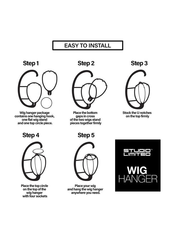 STUDIO LIMITED - (6 Packs) Portable Wig Hanger for all wigs and hats with Durable Wig Stand Tool Holder (Black) - Image 1