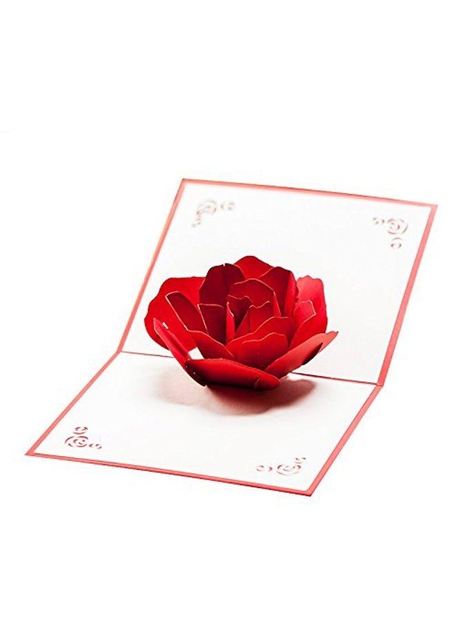 HUNGER Handmade 3D Pop Up Rose Flower Birthday Cards Creative Greeting Cards Papercraft (ROSE) - Image 2