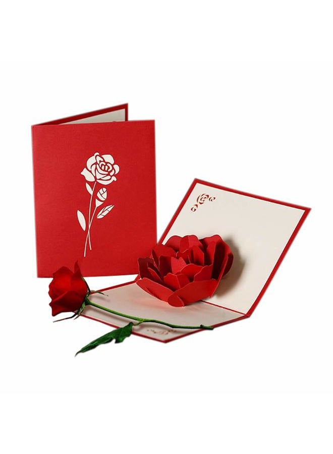 HUNGER Handmade 3D Pop Up Rose Flower Birthday Cards Creative Greeting Cards Papercraft (ROSE) - Image 1