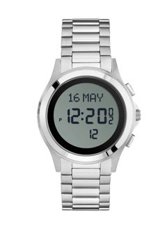 Alfajr WR-02 37mm Stainless Steel Strap Digital Watch - Silver New Edition for Men  - Image 2