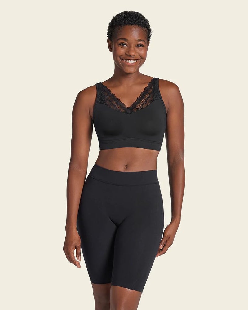Leonisa Invisible Tummy Control High Waisted Compression Leg Bodysuit Shapewear Capri for Women, Black, XXLarge - Image 4