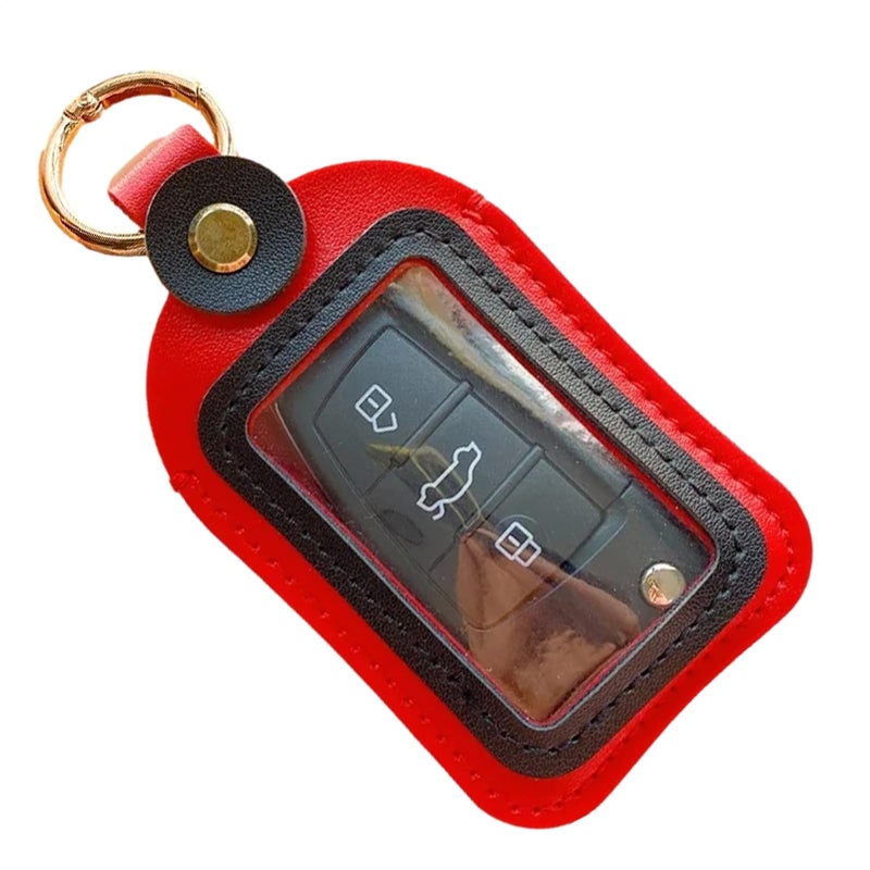 Red Portable Car Key Case Holder Sturdy Material Lightweight Keychain Bag Creative Accessories - Image 2