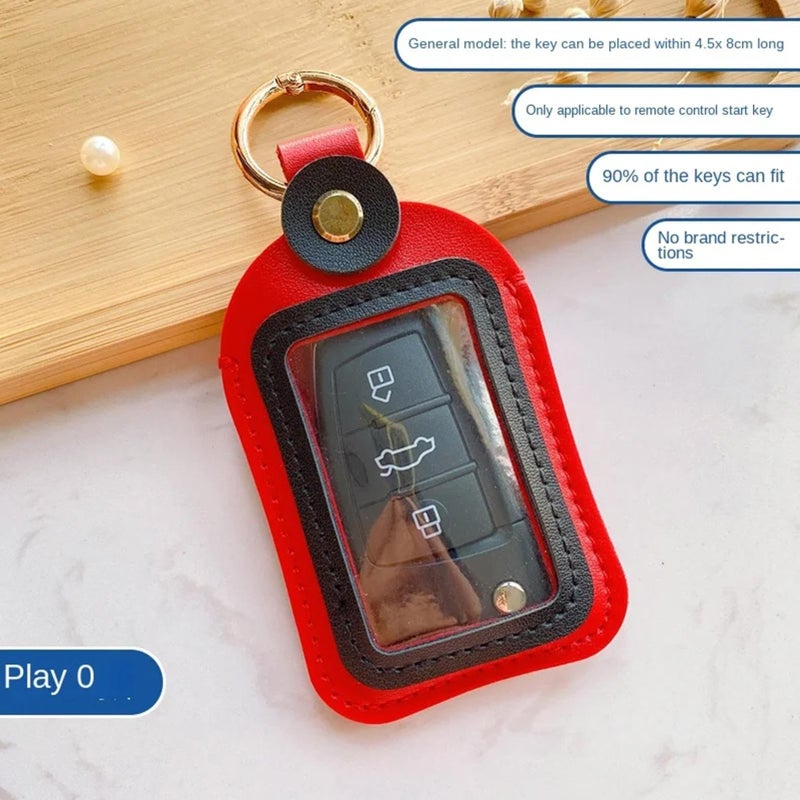 Red Portable Car Key Case Holder Sturdy Material Lightweight Keychain Bag Creative Accessories - Image 5