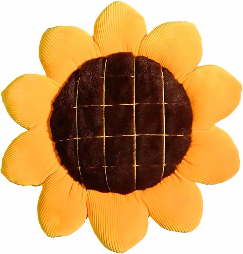 Levinis Yellow Sunflower Shape Chair Pads Large Throw Pillows Soft Velvet Decorative Reversible Pillow Cushion Mat for Bed Car Couch Chair Sofa Office 27'' - Image 1