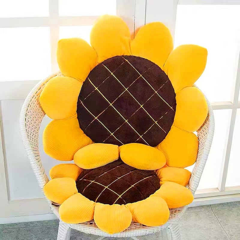 Levinis Yellow Sunflower Shape Chair Pads Large Throw Pillows Soft Velvet Decorative Reversible Pillow Cushion Mat for Bed Car Couch Chair Sofa Office 27'' - Image 5