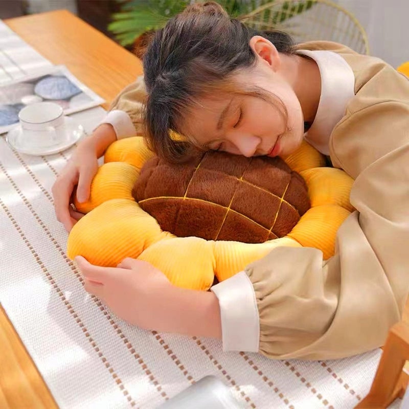 Levinis Yellow Sunflower Shape Chair Pads Large Throw Pillows Soft Velvet Decorative Reversible Pillow Cushion Mat for Bed Car Couch Chair Sofa Office 27'' - Image 4