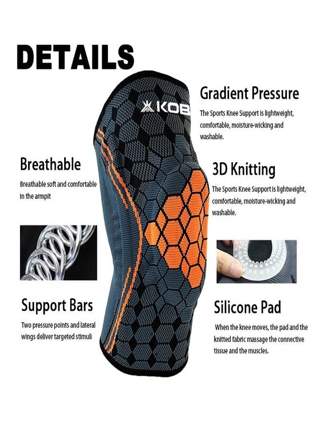 Kobo Knee Brace for Men Women Knee Compression Sleeve Support with Patella Gel Pads & Side Stabilizers, Medical Grade for Running, Meniscus Tear, Arthritis, ACL, Joint Pain Relief ORG/L (Imported) - Image 2