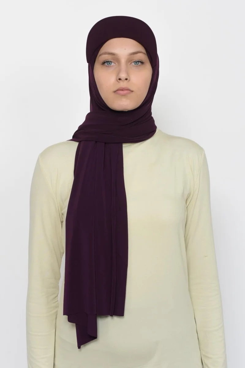 Altobeh Practical Lycra Shawl with Hat-Plum