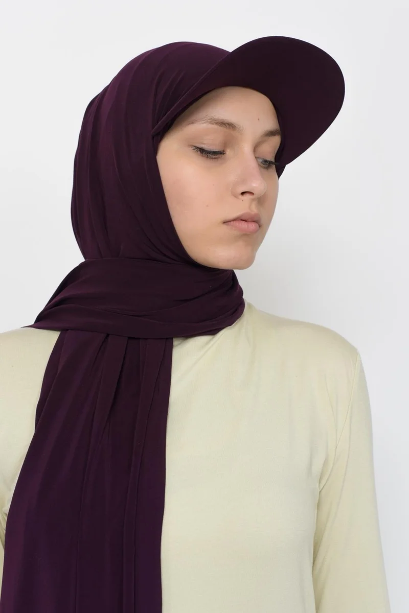 Altobeh Practical Lycra Shawl with Hat-Plum