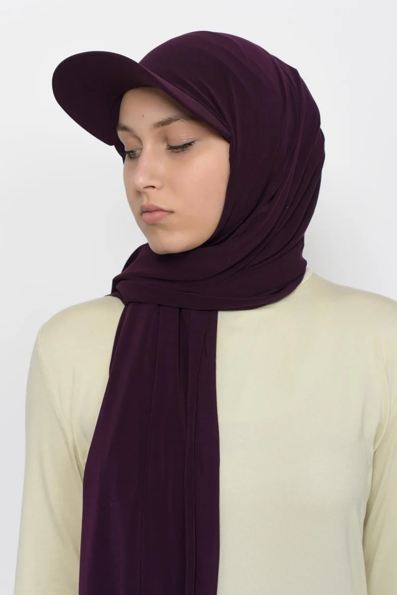 Altobeh Practical Lycra Shawl with Hat-Plum