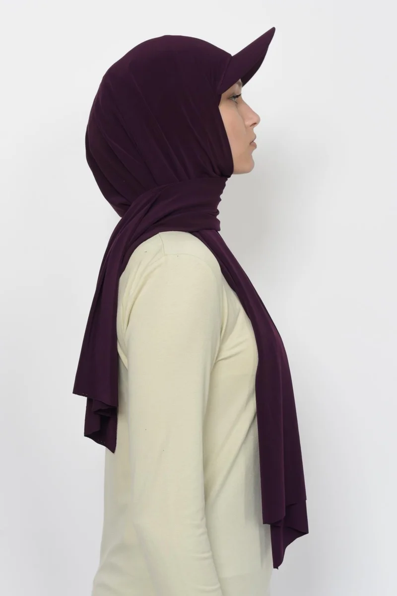 Altobeh Practical Lycra Shawl with Hat-Plum