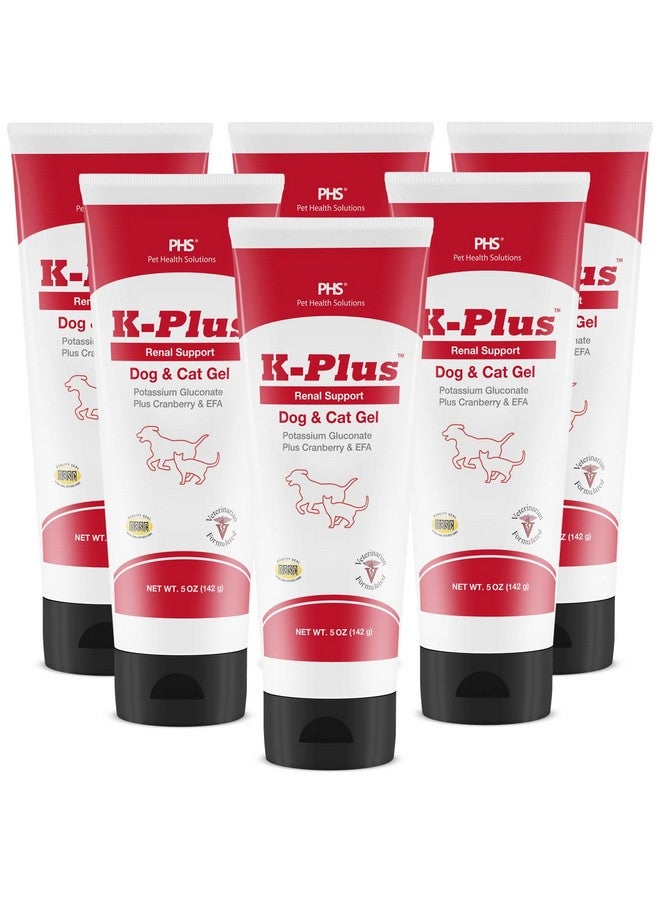 Pet Health Solutions K-Plus Potassium Gluconate Renal Gel Plus Cranberry and EPA for Dogs and Cats - Veterinarian Approved Renal Supplement - Supports Potassium Balance - (6 Pack, Gel) - Image 1