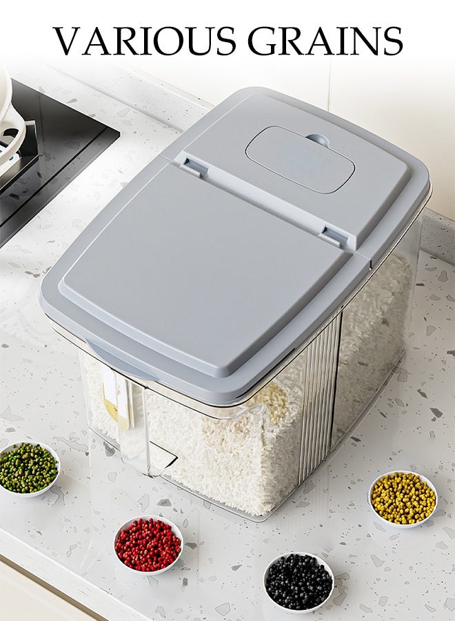 DUNISO Rice Dispenser, 5KG Rice Containers Storage, Sealed Moisture Proof Rice Bucket with Measuring Cup, Large Grain Flour, Soybean Container Storage for Kitchen, Pantry Household - Image 5