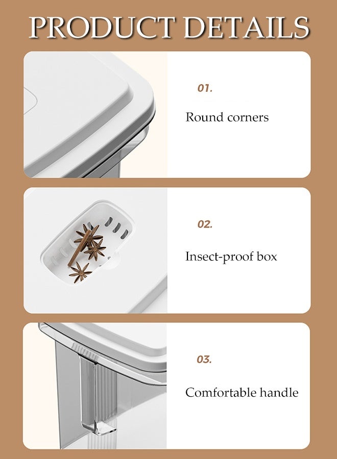 DUNISO Rice Dispenser, 5KG Rice Containers Storage, Sealed Moisture Proof Rice Bucket with Measuring Cup, Large Grain Flour, Soybean Container Storage for Kitchen, Pantry Household - Image 3