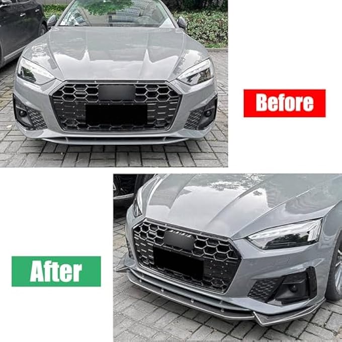 FINMOKAL Carbon Fiber Look Front Bumper Lip Air Dam Chin Spoiler Splitter Compatible with Audi A5 Sline S5 8W6 2021 2022 2023-2024 - Image 4