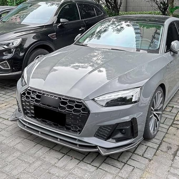 FINMOKAL Carbon Fiber Look Front Bumper Lip Air Dam Chin Spoiler Splitter Compatible with Audi A5 Sline S5 8W6 2021 2022 2023-2024 - Image 3