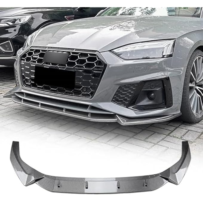 FINMOKAL Carbon Fiber Look Front Bumper Lip Air Dam Chin Spoiler Splitter Compatible with Audi A5 Sline S5 8W6 2021 2022 2023-2024 - Image 1
