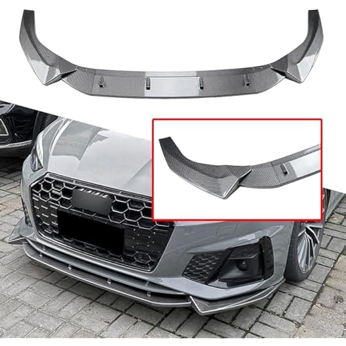 FINMOKAL Carbon Fiber Look Front Bumper Lip Air Dam Chin Spoiler Splitter Compatible with Audi A5 Sline S5 8W6 2021 2022 2023-2024 - Image 2