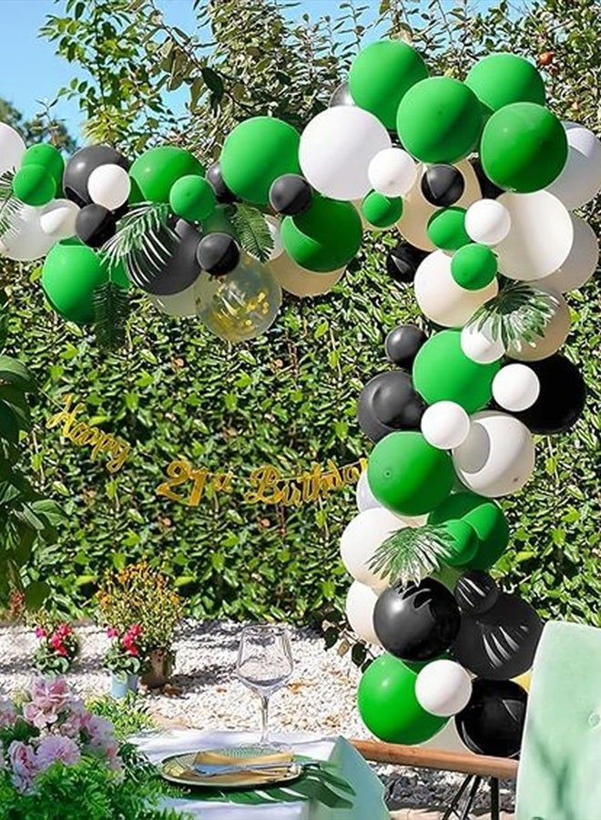 Biapian Green and Black Balloons, 50Pcs 12 Inch Green White Black Birthday Balloons, Green Confetti Balloons white Latex Balloons for Boys Kids Video Game Football Theme Party Baby Shower Supplies - Image 5