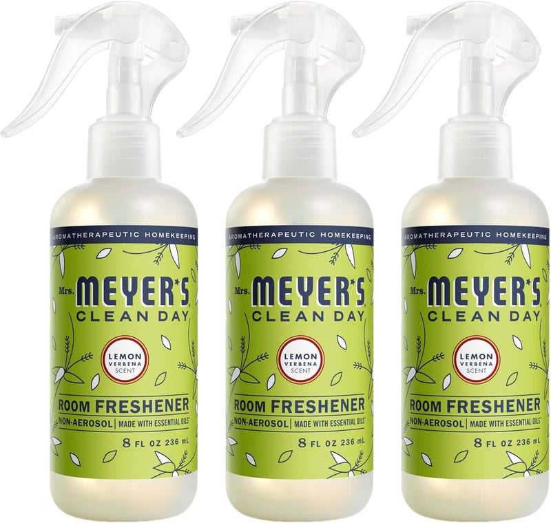 Mrs. Meyer's Clean Day Room and Air Freshener Spray, Non-Aerosol Spray Bottle Infused with Essential Oils, Lemon Verbena, 8 fl. oz - Pack of 3 - Image 1