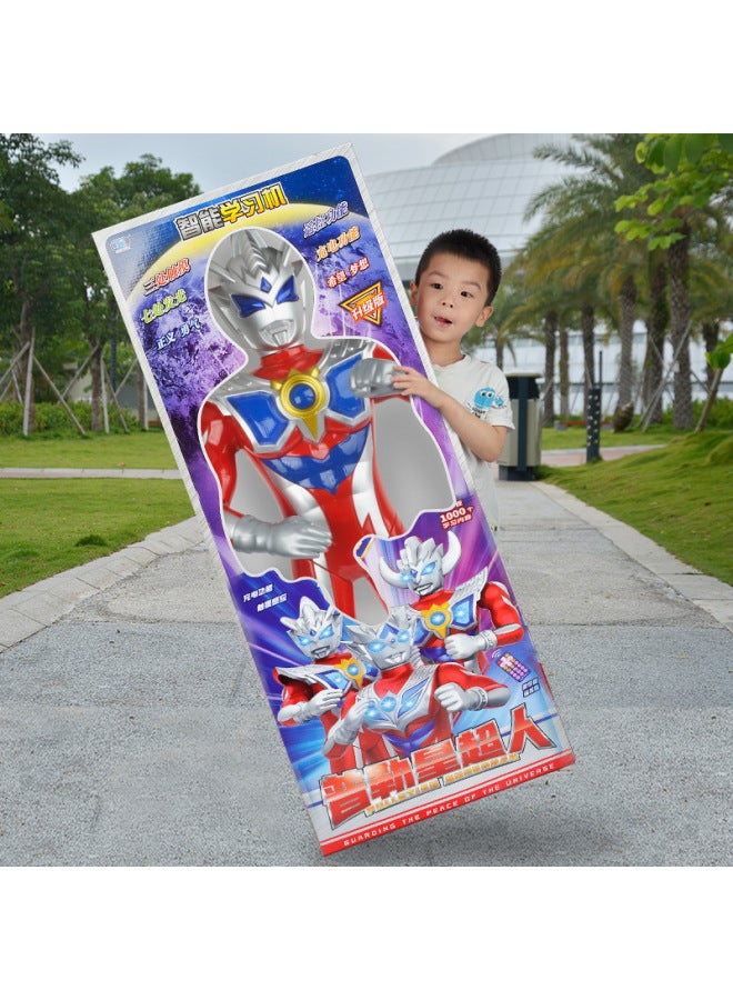 Children's Large Ottoman Toy Figure Salty Egg Superman Stall Sound And Light Tyro Men's Hand Model Toy-Color:[ 70cm Zero Charging Story Early Education Edition] Color Box - Image 3