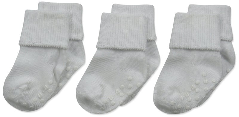 Jefferies Socks Unisex Baby Classic Non-Skid Turn Cuff Socks 3 Pair Pack, White, 3-12 Months US - Image 5