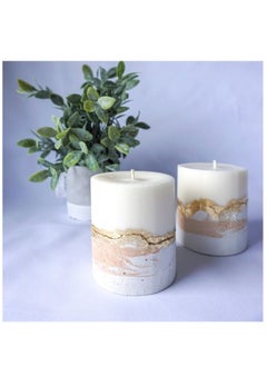 Generic Decorative Candle Set with Handmade Gold Papers / 2 pcs  - Image 1