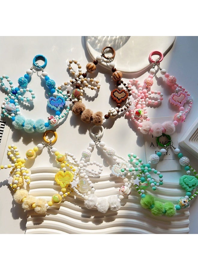 NIBEMINENT Phone Charm/ Chain Strap for Women Girls, Strawberry Bear Cell Phone Case Lanyard Wrist Strap，Yellow - Image 2