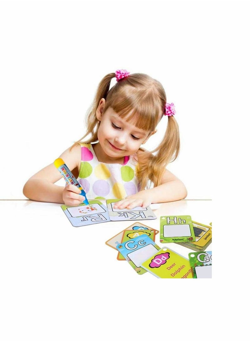 NIBEMINENT - Cozy Water Painting Books for Kids Graffiti Doodle Board Cognitive Letters/ Number Color Shape Cards Alphabet Word Games Early Education Toy Toddlers Baby (Letter) - Image 1