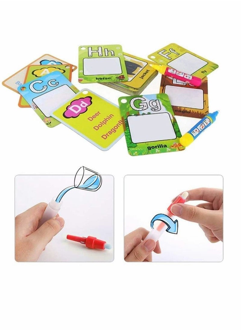 NIBEMINENT - Cozy Water Painting Books for Kids Graffiti Doodle Board Cognitive Letters/ Number Color Shape Cards Alphabet Word Games Early Education Toy Toddlers Baby (Letter) - Image 1