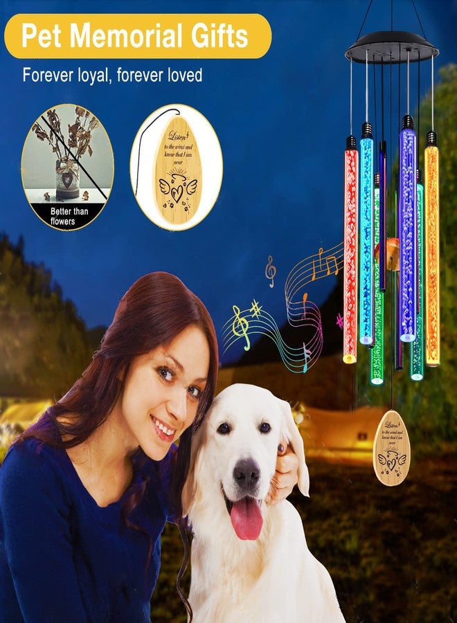 Noillow Solar Pet Memorial Wind Chime, Dog Memorial Gifts for Loss of Dog, Rainbow Bridge Pet Memorial Gifts, Loss of Dog Sympathy Gift, in Memory of Dog, 6 LED Tubes Color Changing Rainbow, 33" - Image 2