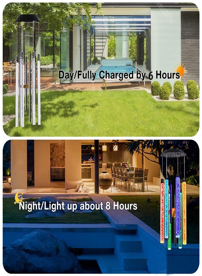 Noillow Solar Pet Memorial Wind Chime, Dog Memorial Gifts for Loss of Dog, Rainbow Bridge Pet Memorial Gifts, Loss of Dog Sympathy Gift, in Memory of Dog, 6 LED Tubes Color Changing Rainbow, 33" - Image 4