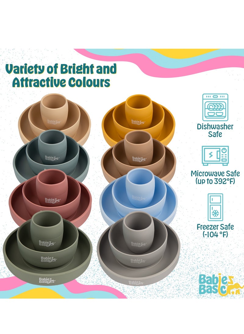 Babies Basic Silicone Plate, Bowl & Cup- Grey  - Image 4