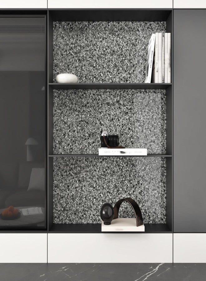 Wallercity Glossy Light Black Granite Contact Paper for Kitchen Cabinets Peel and Stick Wallpaper Countertops Waterproof Marble Contact Paper Self Adhesive Vinyl Film for School Lockers 15.8''x78.7'' - Image 5