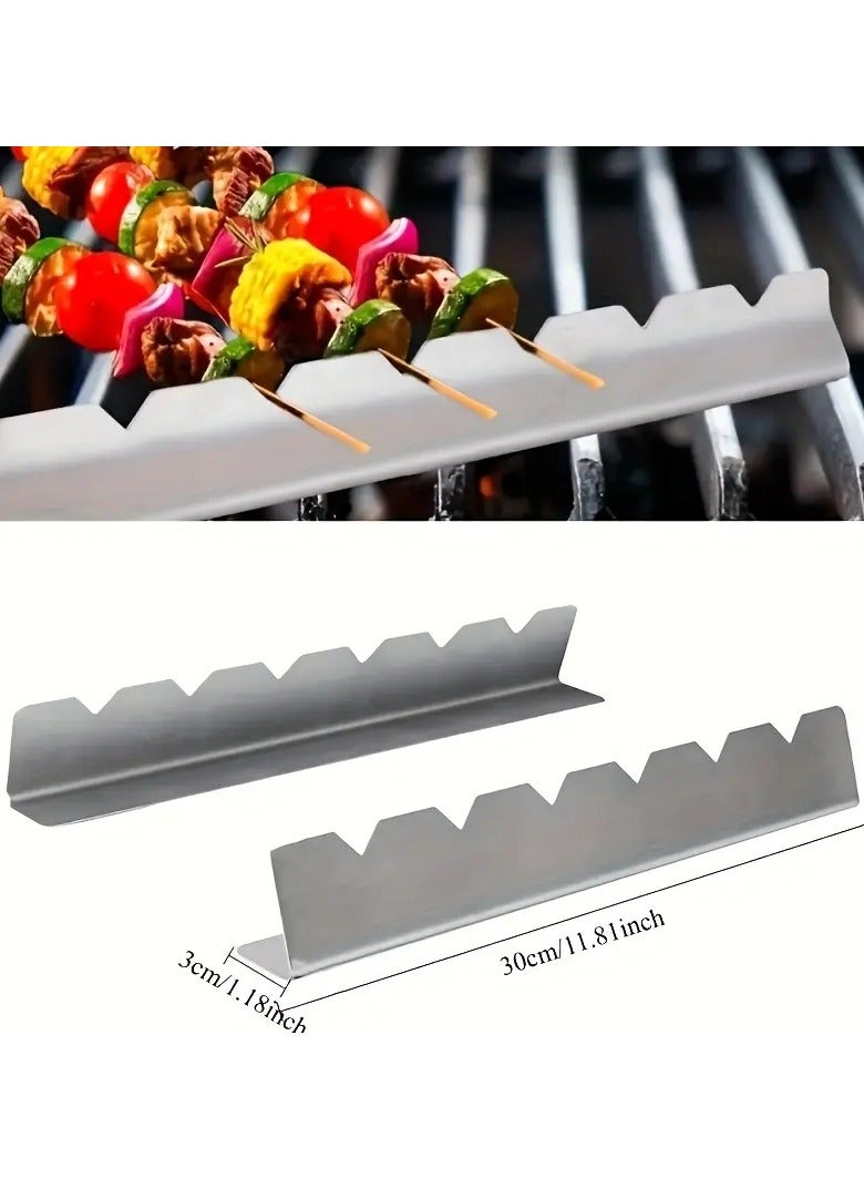 2-piece barbecue skewer rack, multi-purpose barbecue skewer rack, anti deformation barbecue skewer bracket, stainless steel tableware, barbecue skewer rack set. Suitable for kitchens, courtyards, and camping. Practical kitchen tools.  - Image 3